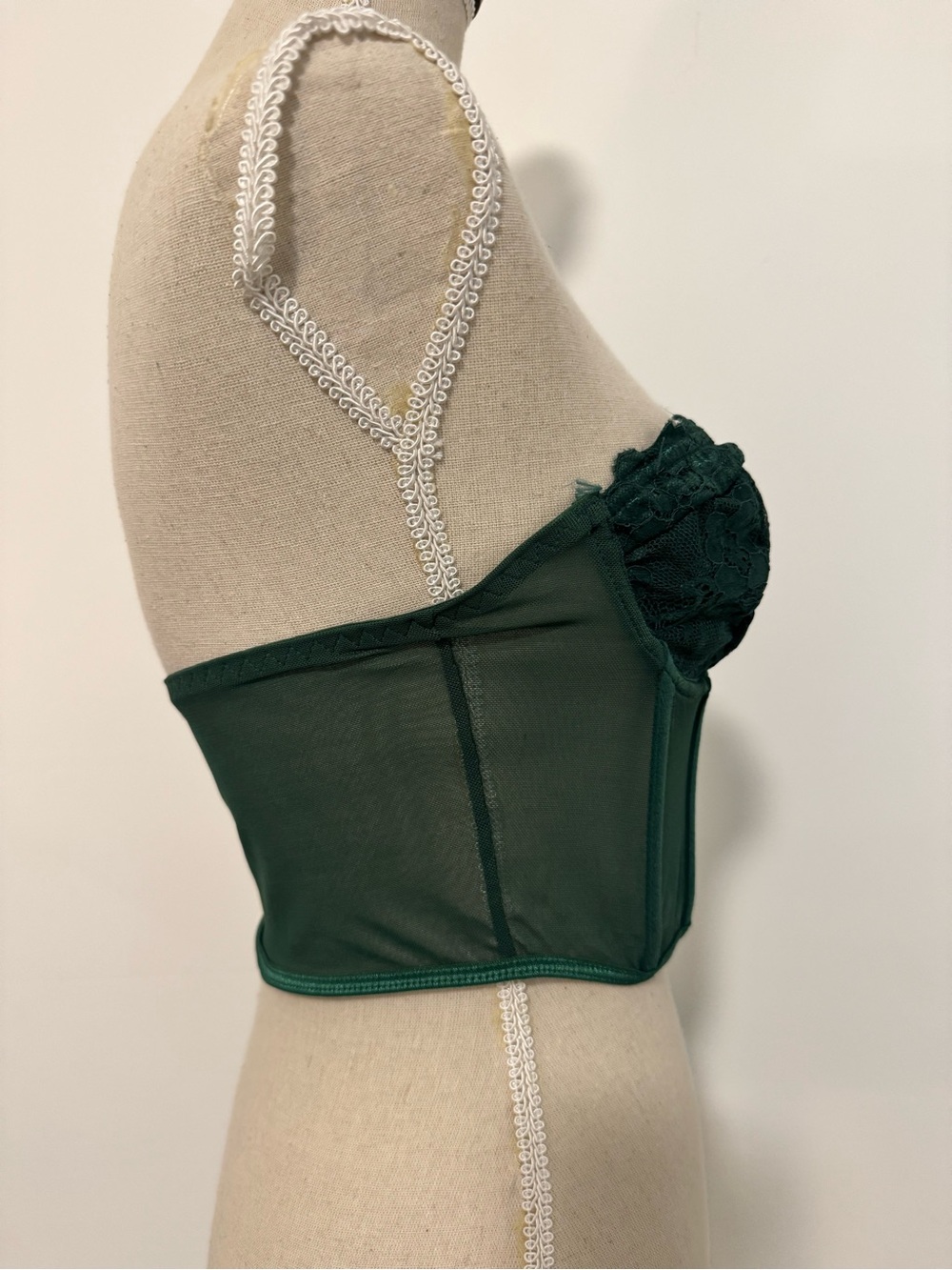 SHEIN Dark Green Lace Bustier Bandeau Top - Picture 4 of 9